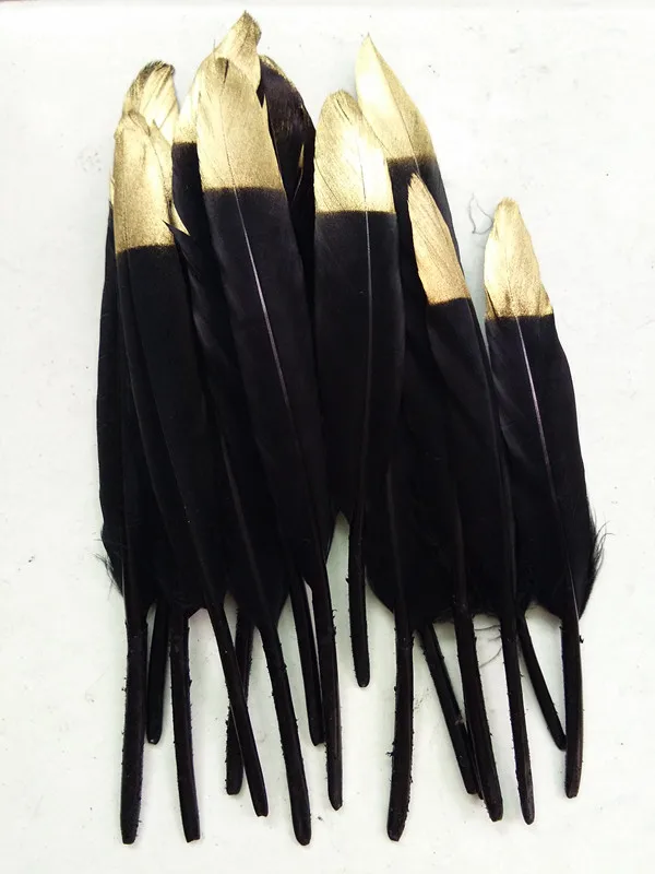 Hot Sale 100pcs Black With Gold Color Goose/Duck Feathers 10-15cm/4-6inches Wedding Bouquet Decoration Craft for Home Decor
Hot Sale 100pcs Black With Gold Color Goose/Duck Feathers 10-15cm/4-6inches Wedding Bouquet Decoration Craft for Home Decor