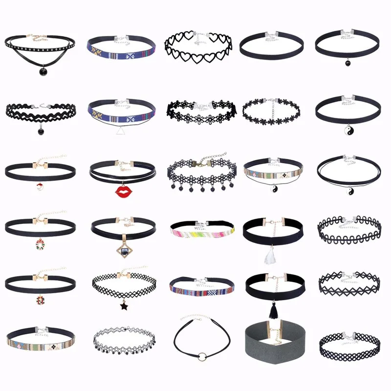 27 Black Lace Velvet Choker Combination Set Vintage Harajuku Gothic Maxi Chocker Necklace Steampunk Collares Necklaces RBZ140
27 Black Lace Velvet Choker Combination Set Vintage Harajuku Gothic Maxi Chocker Necklace Steampunk Collares Necklaces RBZ140