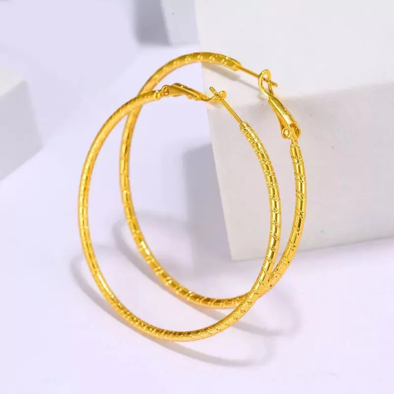 MxGxFam Big Circle Hoop Earrings For Fashion Women Simple Style 24 K Pure Gold Color
MxGxFam Big Circle Hoop Earrings For Fashion Women Simple Style 24 K Pure Gold Color