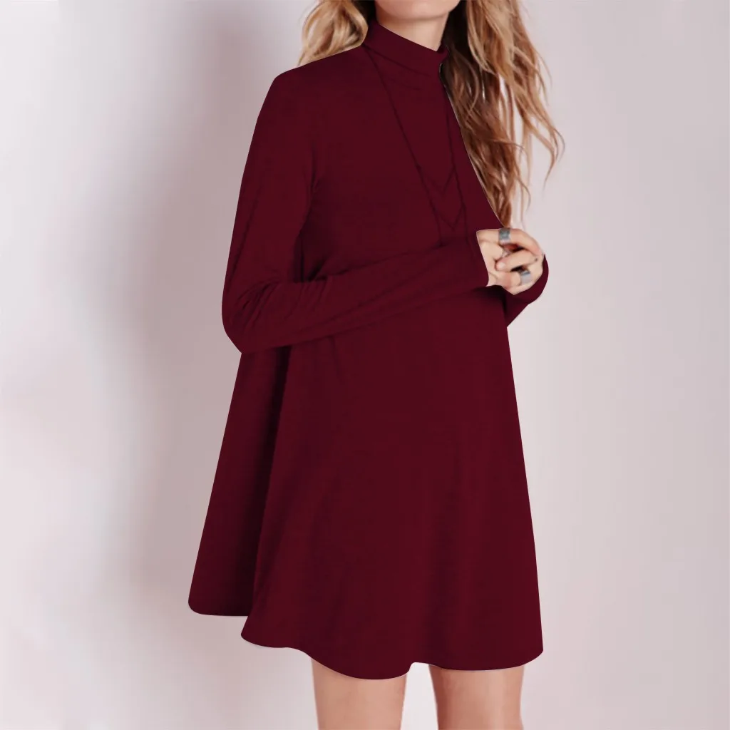 Women Solid Dress Casual Warm Cotton Clothing Wear Long Sleeve Loose Turn Neck Mini Dress For Winter Autumn Wear #O
Women Solid Dress Casual Warm Cotton Clothing Wear Long Sleeve Loose Turn Neck Mini Dress For Winter Autumn Wear #O