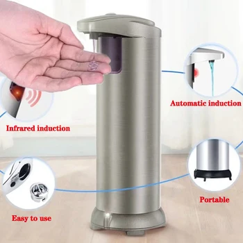 250ml Automatic Liquid Soap Dispenser Stainless Steel Sensor Soap Dispenser Pump Shower Kitchen Soap Bottle For Bath/Washroom
250ml Automatic Liquid Soap Dispenser Stainless Steel Sensor Soap Dispenser Pump Shower Kitchen Soap Bottle For Bath/Washroom