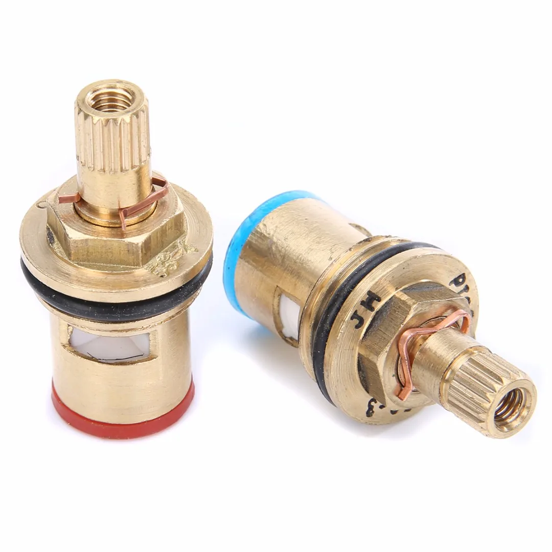 New 2pcs Brass Ceramic Disc Cartridge Valves Mayitr Quarter Turn Cartridges Gland Insert 20 Teeth Basin Bathroom Repair Kit