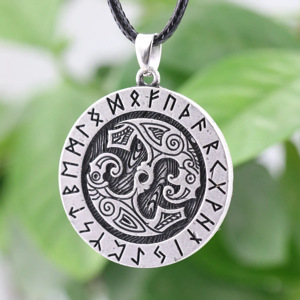 10pcs Nodic Rune Amulet Necklace Norse Vikings Legendary and Double Raven Pendant Talisman Jewely | Украшения и аксессуары