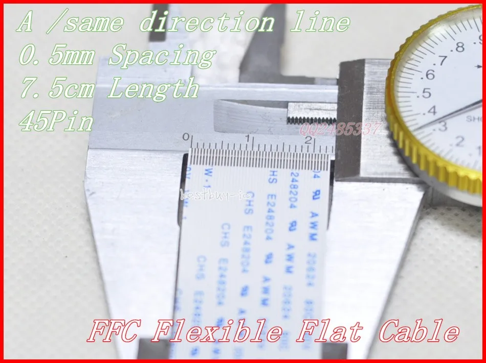 0.5mm Spacing +75mm Length +45PinA / same direction line Soft wire FFC Flexible Flat Cable. 45P*0.5A*75MM
0.5mm Spacing +75mm Length +45PinA / same direction line Soft wire FFC Flexible Flat Cable. 45P*0.5A*75MM