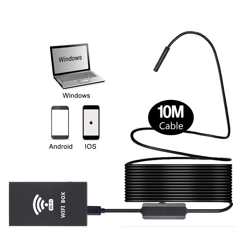 ZCF140 10 метров Жесткий кабель wifi usb эндоскоп Инспекционная камера IP68