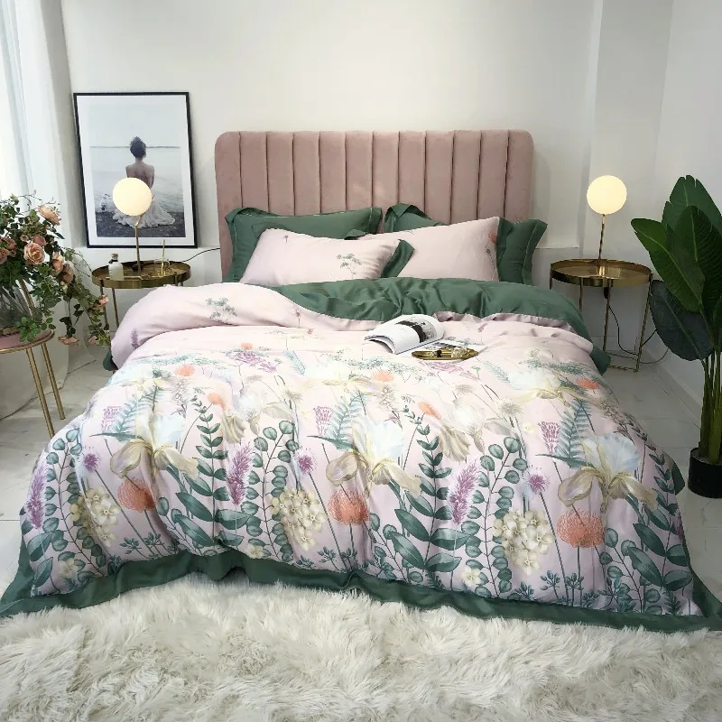 Floral Percal Satin bed linen sheets Tencel Silk Soft bedding sets duvet cover flower print newest queen king bed set bedspreads
Floral Percal Satin bed linen sheets Tencel Silk Soft bedding sets duvet cover flower print newest queen king bed set bedspreads
