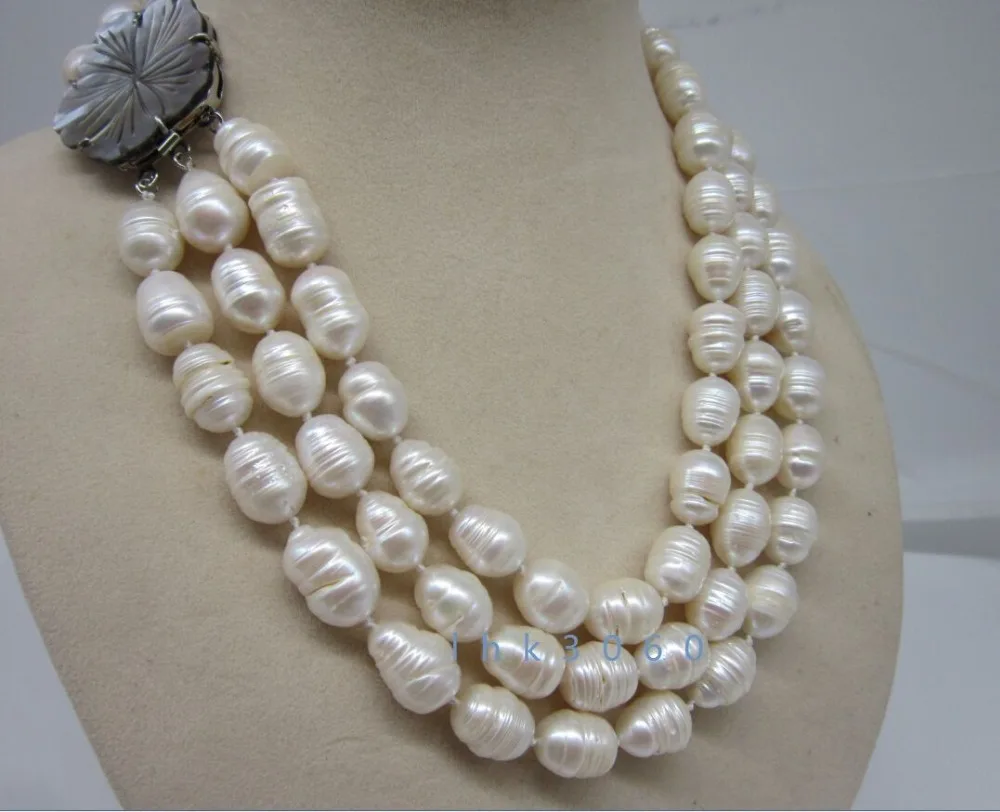 3 row 12-14mm natural south sea white baroque pearl necklace 17-19">Selling jewerly free shipping
3 row 12-14mm natural south sea white baroque pearl necklace 17-19">Selling jewerly free shipping