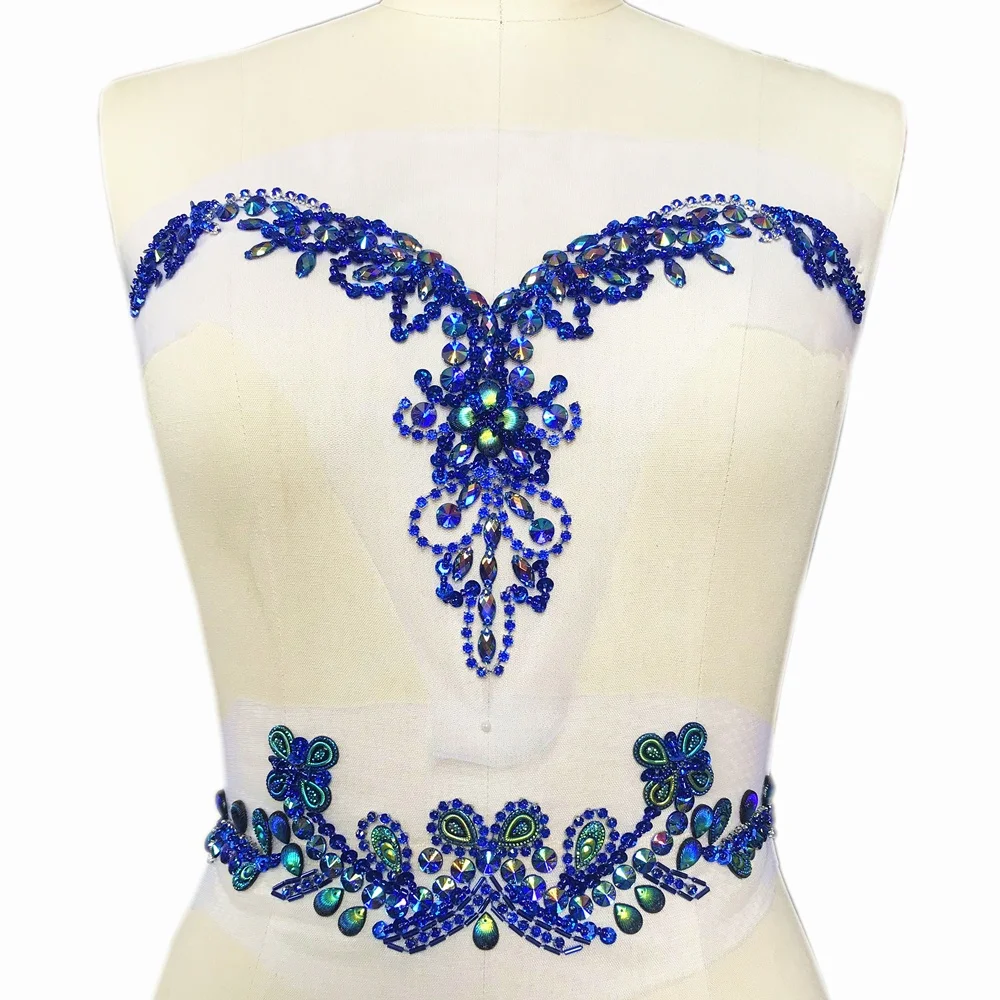 BLUE Crystal Beaded Wedding Patch Appliques For Clothes V-Neck Belt Waist Sew On Rhinestone Trim Bridal for DIY Gown Decoration
BLUE Crystal Beaded Wedding Patch Appliques For Clothes V-Neck Belt Waist Sew On Rhinestone Trim Bridal for DIY Gown Decoration