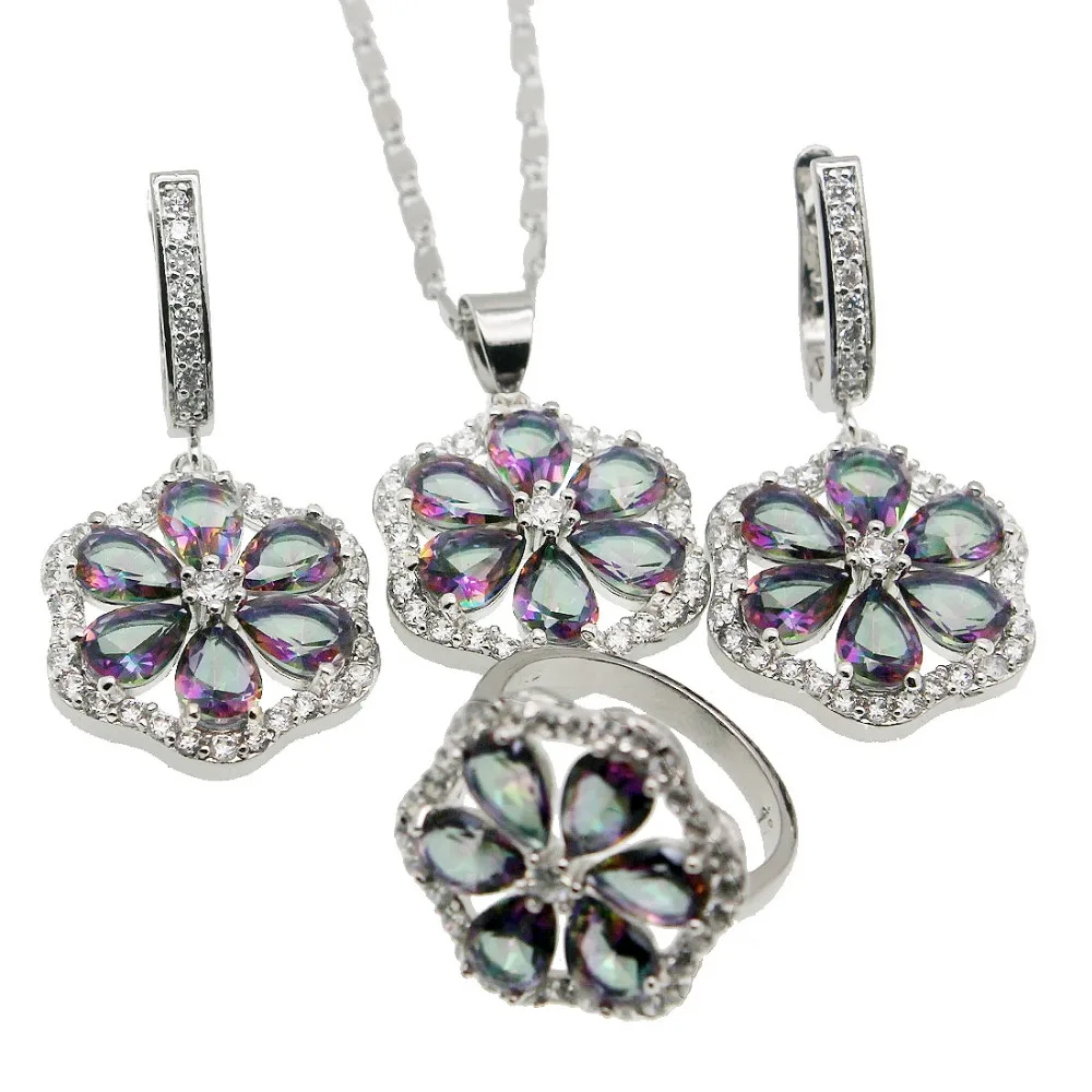 Hermosa Jewelry Silver Color Necklace Earrings Ring Size 7 Rainbow Fire Flower Stylish SETS Pretty Womens GIFT
Hermosa Jewelry Silver Color Necklace Earrings Ring Size 7 Rainbow Fire Flower Stylish SETS Pretty Womens GIFT