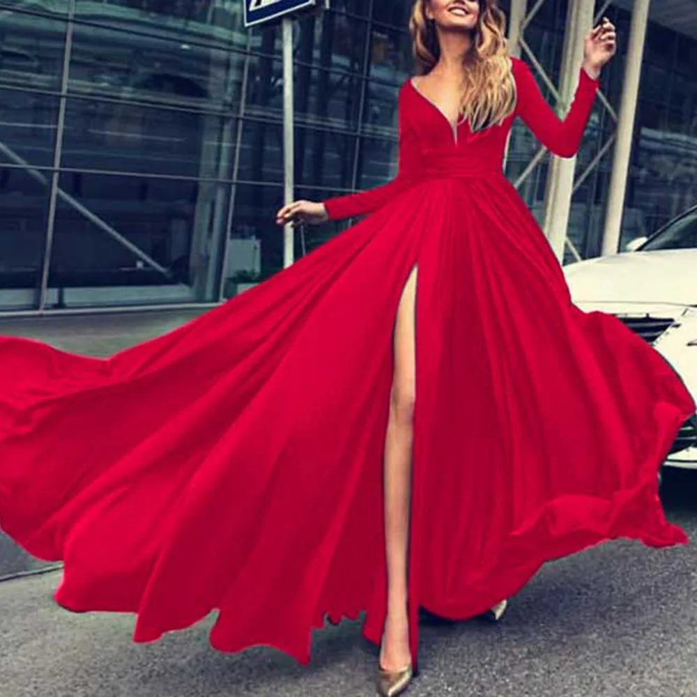 Red Blue Split Long Dress Formal Women Evening Party Dresses Long Sleeve Ceremony V Neck Female Summer Spring Sexy vestido longo
Red Blue Split Long Dress Formal Women Evening Party Dresses Long Sleeve Ceremony V Neck Female Summer Spring Sexy vestido longo