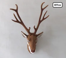 Grande simulação parede da cabeça dos cervos de sika deer head modelo polietileno & peles 33x25x70 pandent boneca de presente cm xf955(China)