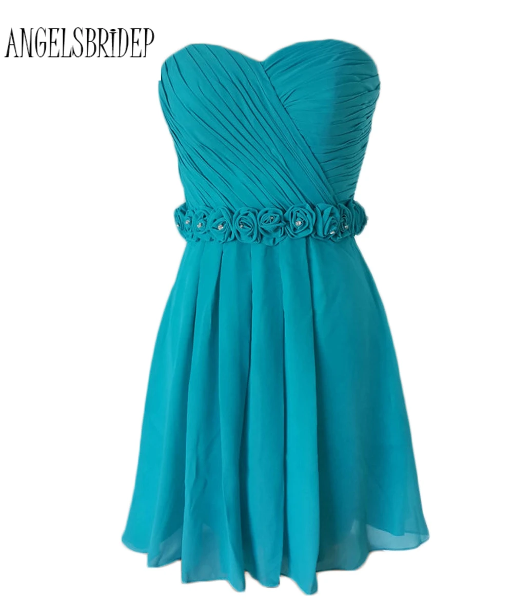 ANGELSBRIDEP Turquoise Chiffon Short Prom Dresses Floral Belt Sweetheart Mini Formal Party Evening Dress
ANGELSBRIDEP Turquoise Chiffon Short Prom Dresses Floral Belt Sweetheart Mini Formal Party Evening Dress