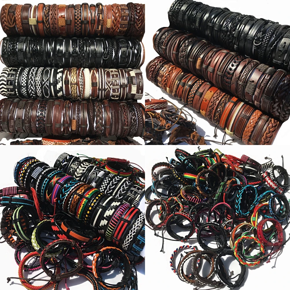 Handmade 100PCS/Lot Men's Women's Mix Styles Braided Leather Cuff Bracelets Jewelry ( Send Random 100pcs Bracelets) MX14
Handmade 100PCS/Lot Men's Women's Mix Styles Braided Leather Cuff Bracelets Jewelry ( Send Random 100pcs Bracelets) MX14