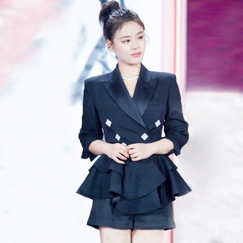 Star of The Same 2019 Spring New Black Waist Show Thin Lotus Leaf Hem Small Suit Inverness Jacket Women Blazers and Jackets
Star of The Same 2019 Spring New Black Waist Show Thin Lotus Leaf Hem Small Suit Inverness Jacket Women Blazers and Jackets