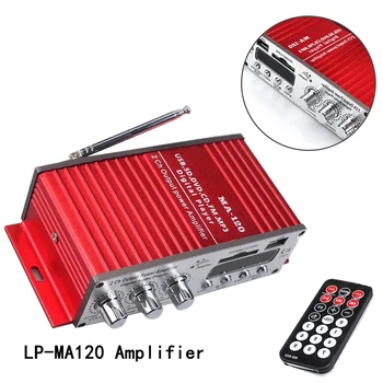 Remote Control LP-MA120 Amplifier Digital MP3/USB/SD 12V Mini Amp Radio Red LED Stereo Connection RCA Car Audio Speaker Hi-Fi 
Remote Control LP-MA120 Amplifier Digital MP3/USB/SD 12V Mini Amp Radio Red LED Stereo Connection RCA Car Audio Speaker Hi-Fi