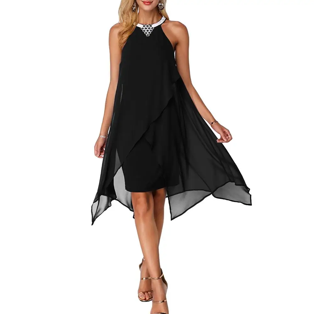 Hot Women Summer Round Neck Metal Necklace Sleeveless Dress Irregular Double Layer Chiffon Midi Beach Party Loose Dresses
Hot Women Summer Round Neck Metal Necklace Sleeveless Dress Irregular Double Layer Chiffon Midi Beach Party Loose Dresses