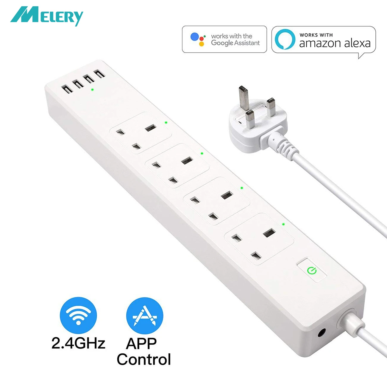 WiFi Smart Power Strip Surge Protector UK Plug Socket with USB Homekit 6ft Extension Cord for Alexa Echo Google Assistant,IFTTT
WiFi Smart Power Strip Surge Protector UK Plug Socket with USB Homekit 6ft Extension Cord for Alexa Echo Google Assistant,IFTTT