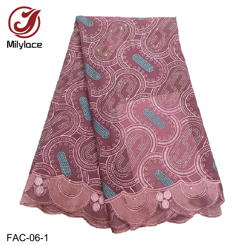 Milylace new swiss cotton voile lace fabric 5 yards embroidery dry high quality with stones for wedding Party FAC-06 | Дом и сад