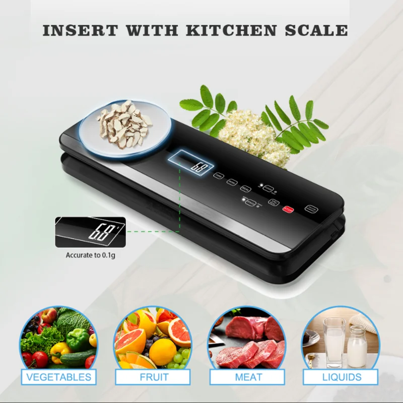 Low Noise Fully Automatic High-Performance Food Vacuum Sealer With English LCD Display Button And Kitchen Scale
Low Noise Fully Automatic High-Performance Food Vacuum Sealer With English LCD Display Button And Kitchen Scale