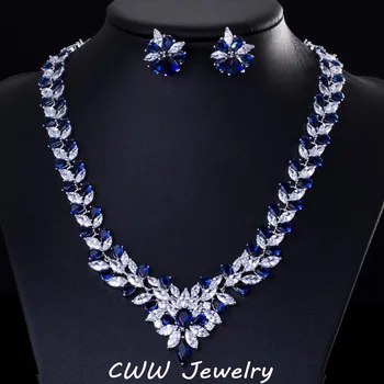 CWWZircons Gorgeous Dark Blue Cubic Zirconia Cluster Choker Wedding Necklace Earring Women Jewelry Set For Evening Party T196
CWWZircons Gorgeous Dark Blue Cubic Zirconia Cluster Choker Wedding Necklace Earring Women Jewelry Set For Evening Party T196