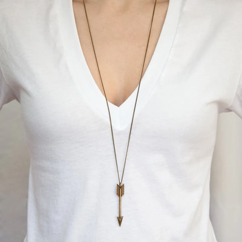 The new fashion accessories alloy large arrow pendant elegant fashion necklace long sweater chain
The new fashion accessories alloy large arrow pendant elegant fashion necklace long sweater chain
