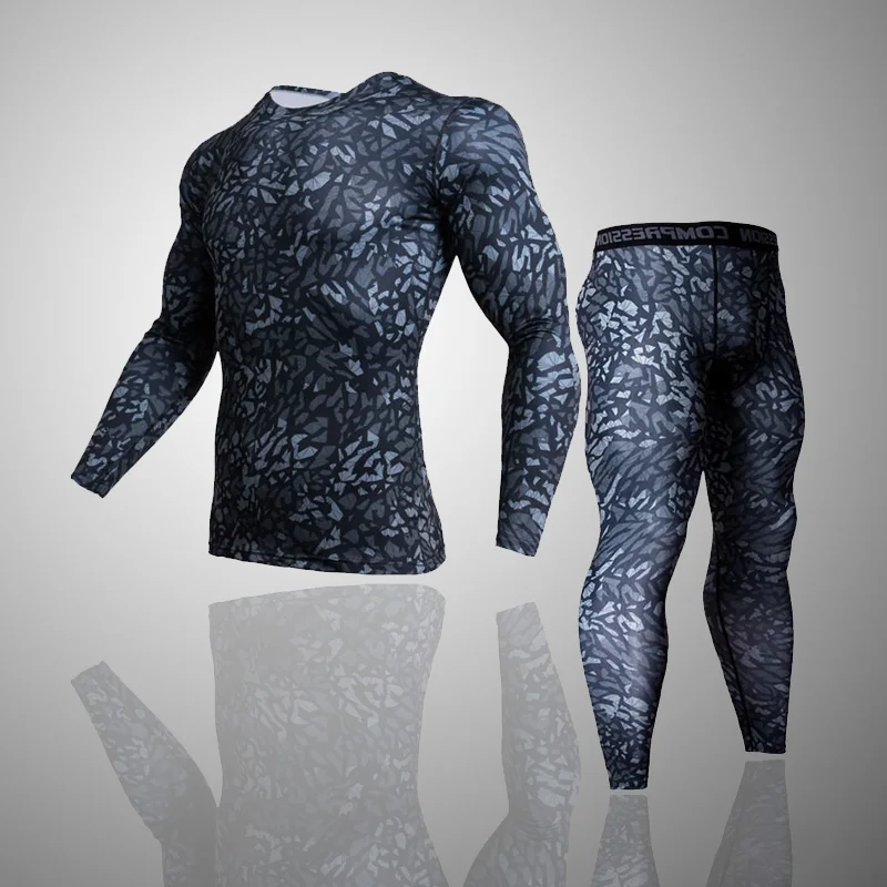 Men/'s T shirts Compression Crossfit Long Sleeve Camouflage Fitness Base Layer
