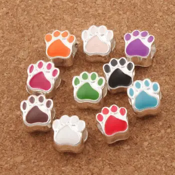 60pcs Enamel Bear Paw Print Big Hole Beads 10Colors L1770 Silver-Plated Bead Fit European Bracelets
60pcs Enamel Bear Paw Print Big Hole Beads 10Colors L1770 Silver-Plated Bead Fit European Bracelets