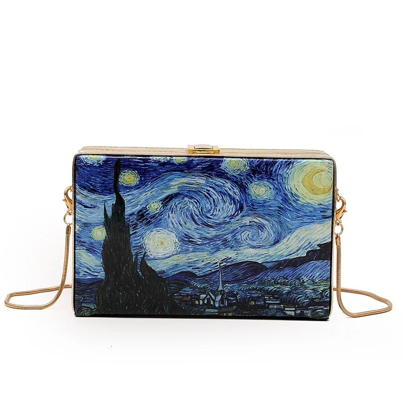 Van Gogh Star Oil Painting Clutches Women Handbag Crossbody Bags Famous Design Box Bag Purse Women Chain Shoulder Bag Sac A Main
Van Gogh Star Oil Painting Clutches Women Handbag Crossbody Bags Famous Design Box Bag Purse Women Chain Shoulder Bag Sac A Main