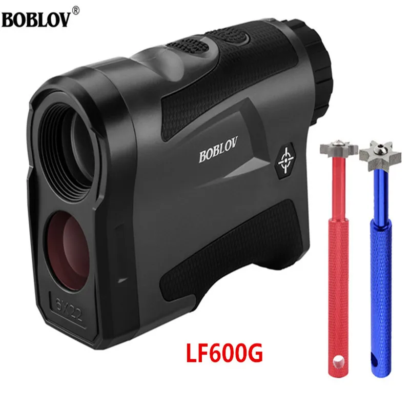 

BOBLOV LF600G/LF600AG 600M Afstandmeter Laser JOLT Reminder Slope 6X hunting RangeFinder Distance Flag locking Black Color