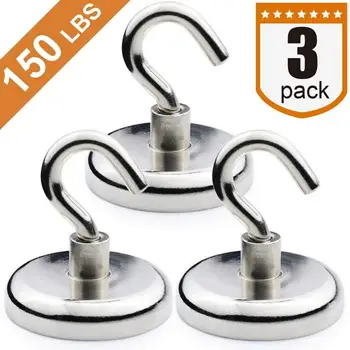 Heavy Duty Magnetic Hooks, Strong Neodymium Magnet Hooks for Home, Kitchen, Workplace,etc ,D42mm Hold up to 150Pounds, Pack of 3
Heavy Duty Magnetic Hooks, Strong Neodymium Magnet Hooks for Home, Kitchen, Workplace,etc ,D42mm Hold up to 150Pounds, Pack of 3