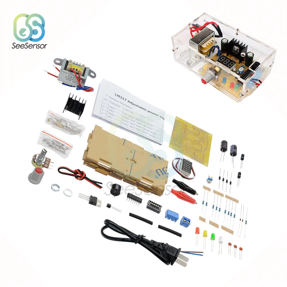 DIY Kits LM317 Adjustable Voltage Regulator AC-DC 110V to 12V Step Down Power Converter Transformer Supply Module US Plug Case
DIY Kits LM317 Adjustable Voltage Regulator AC-DC 110V to 12V Step Down Power Converter Transformer Supply Module US Plug Case