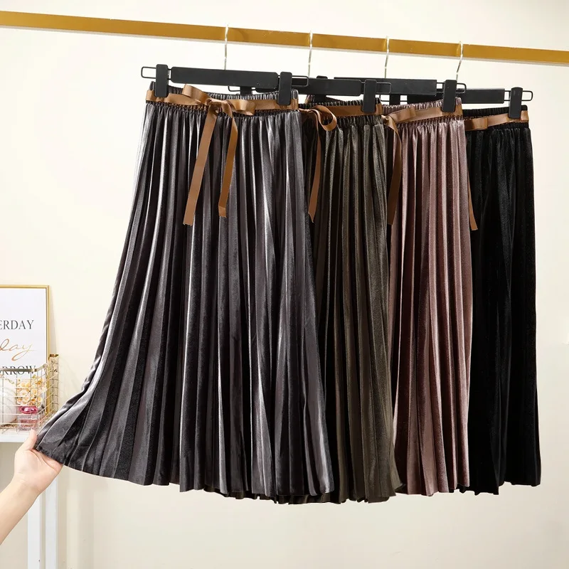 Gold Velvet Lace-up Pleated Skirt 2018 Autumn And Winter Korean Version of the Long High Waist Tube Skirt Ins Ultra-Fire of Sk
Gold Velvet Lace-up Pleated Skirt 2018 Autumn And Winter Korean Version of the Long High Waist Tube Skirt Ins Ultra-Fire of Sk
