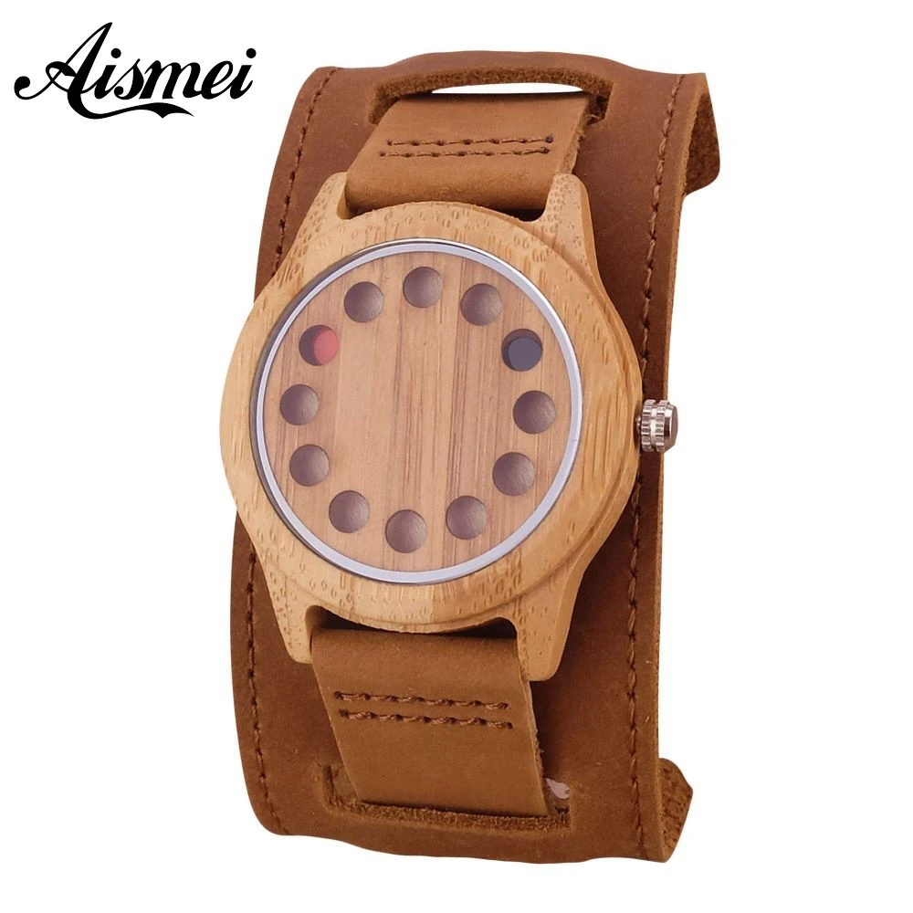 Punk style Mens Watches Top Brand Luxury Antique Bamboo Wooden 12 Holes Quartz Watches With big Real Leather Straps
Punk style Mens Watches Top Brand Luxury Antique Bamboo Wooden 12 Holes Quartz Watches With big Real Leather Straps