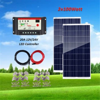 200W 18V Polycrystalline Solar Panel Kit for 12v Battery W/ PWM 20A LED Solar Controller+5M Cable+Z brackets Off Grid RV Boat
200W 18V Polycrystalline Solar Panel Kit for 12v Battery W/ PWM 20A LED Solar Controller+5M Cable+Z brackets Off Grid RV Boat