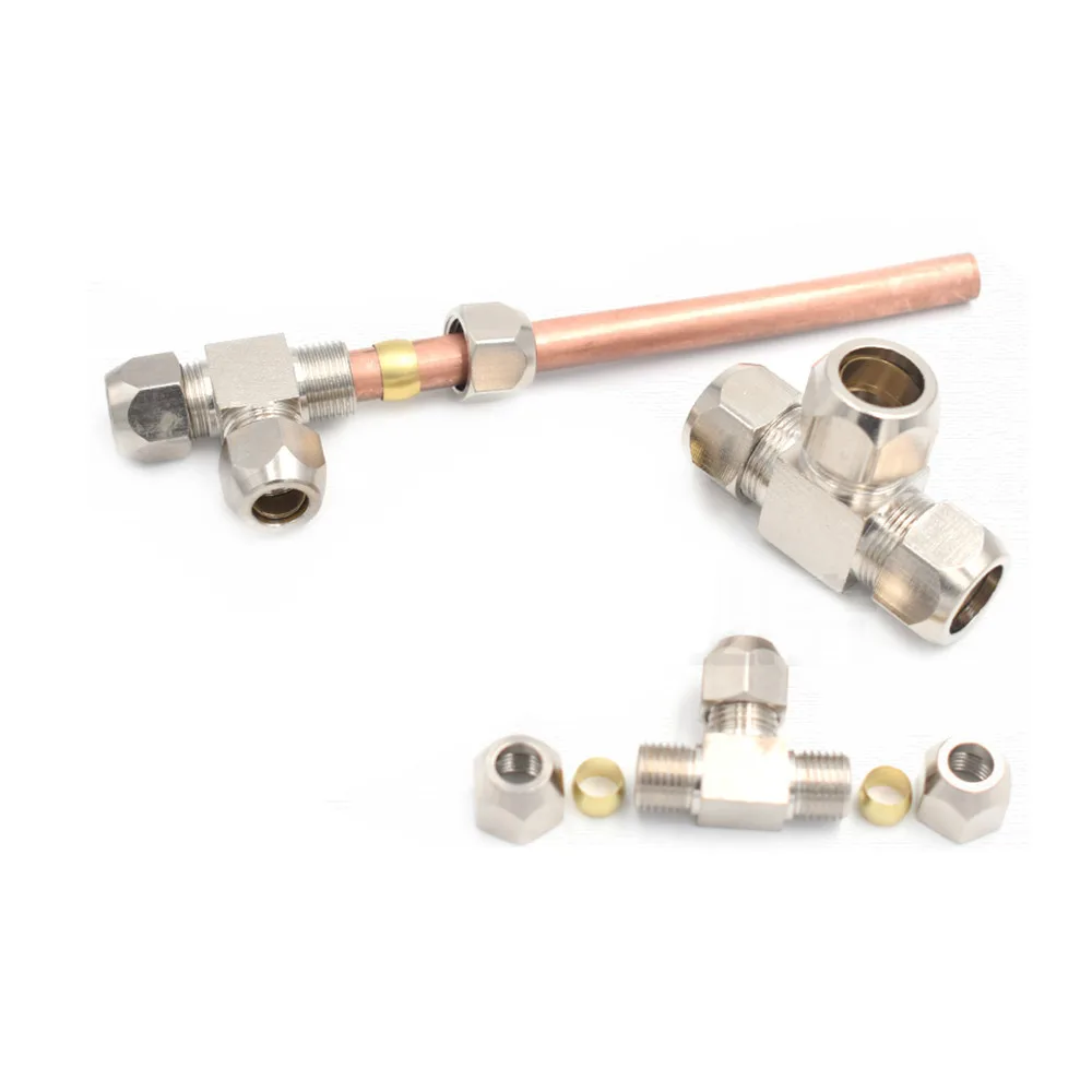 Pneumatic fittings Brass T Type 4 6 8 10 12 14 16mm OD Tube Compression Ferrule Tube Compression Fitting Connector
Pneumatic fittings Brass T Type 4 6 8 10 12 14 16mm OD Tube Compression Ferrule Tube Compression Fitting Connector