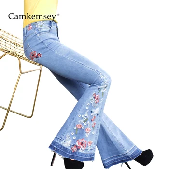 CamKemsey S-3XL Plus Size High Waist Jeans Woman Floral Embroidery Denim Jeans For Women Casual Flare Pants Female Trousers
CamKemsey S-3XL Plus Size High Waist Jeans Woman Floral Embroidery Denim Jeans For Women Casual Flare Pants Female Trousers