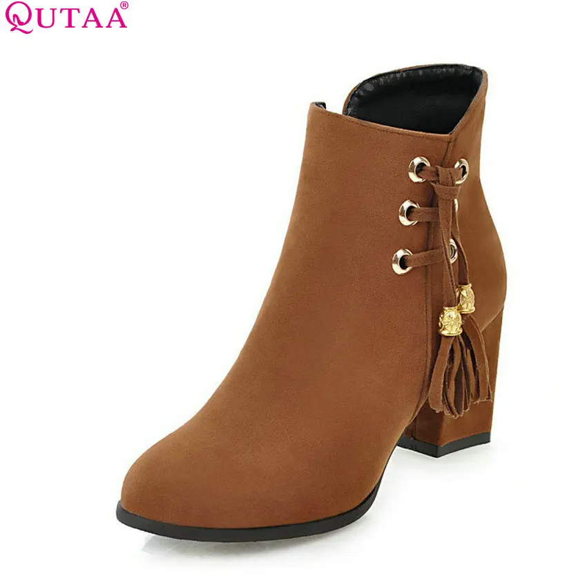 QUTAA 2018 Women Ankle Boots Fashion Zipper Westrn Style Solid Beige Square High Heel Round Toe Ladies Boots Size 34-43
QUTAA 2018 Women Ankle Boots Fashion Zipper Westrn Style Solid Beige Square High Heel Round Toe Ladies Boots Size 34-43