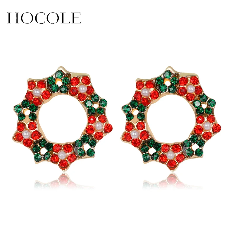 HOCOLE Lovely Rhinestone Hollow Flower Stud Earring Christmas Floral Wreath Brincos For Women New Year Party Jewelry Gift Bijoux
HOCOLE Lovely Rhinestone Hollow Flower Stud Earring Christmas Floral Wreath Brincos For Women New Year Party Jewelry Gift Bijoux