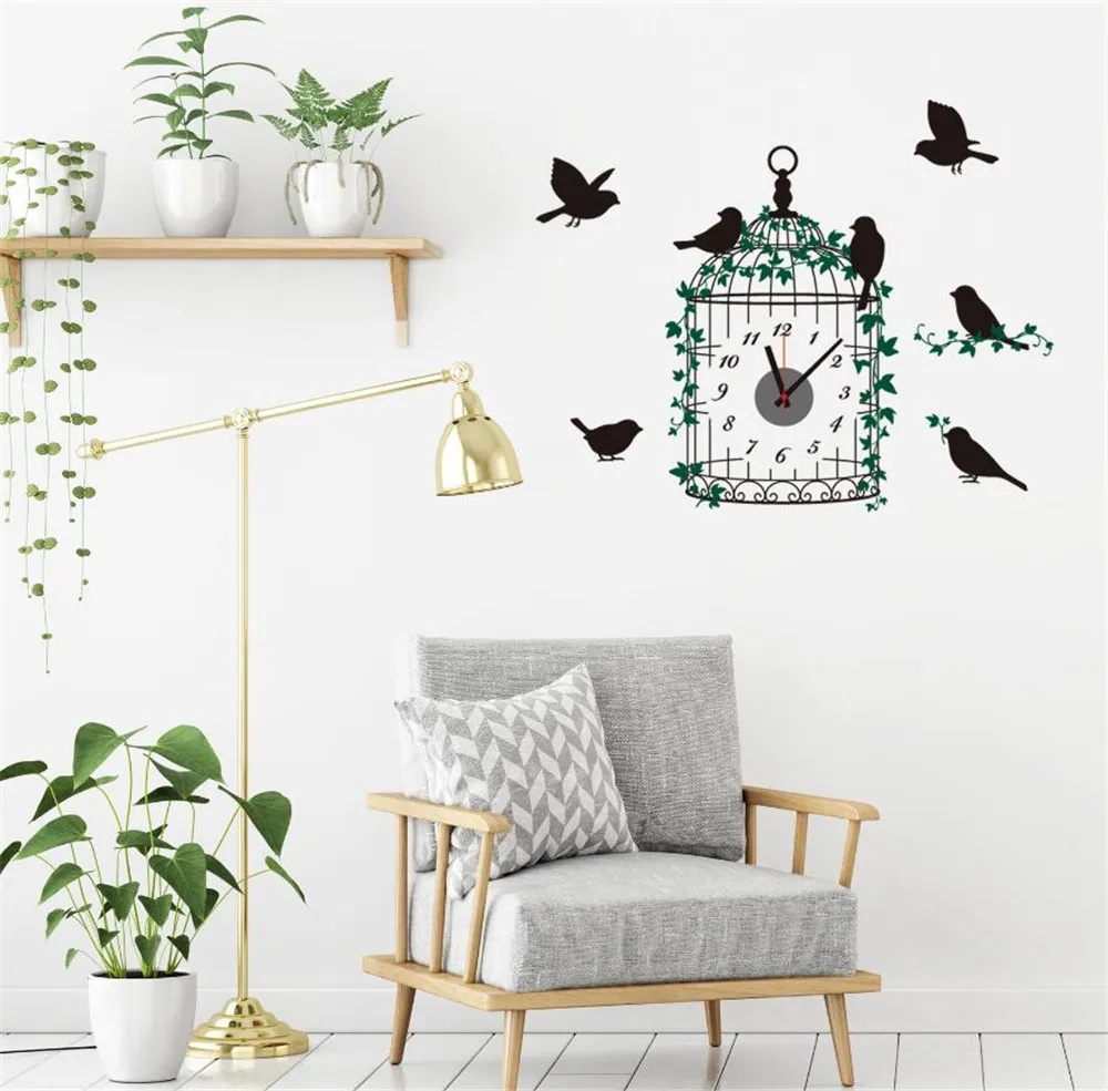Birdcage Wall Clock Silent Children Living Room Bedroom Hanging Clocks Home Decoration A2177c | Дом и сад