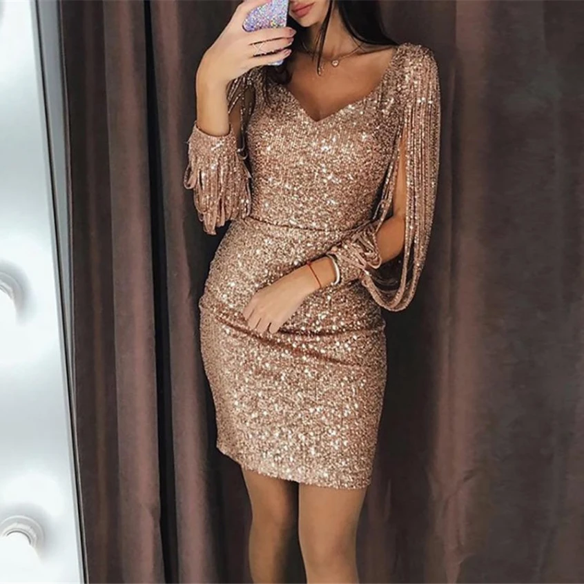 Plus Size Women Dresses Sexy Tassel Sequin Dress Party Night Club Long Sleeve V Neck Solid Short Pink Mini Dress Prom Night
Plus Size Women Dresses Sexy Tassel Sequin Dress Party Night Club Long Sleeve V Neck Solid Short Pink Mini Dress Prom Night