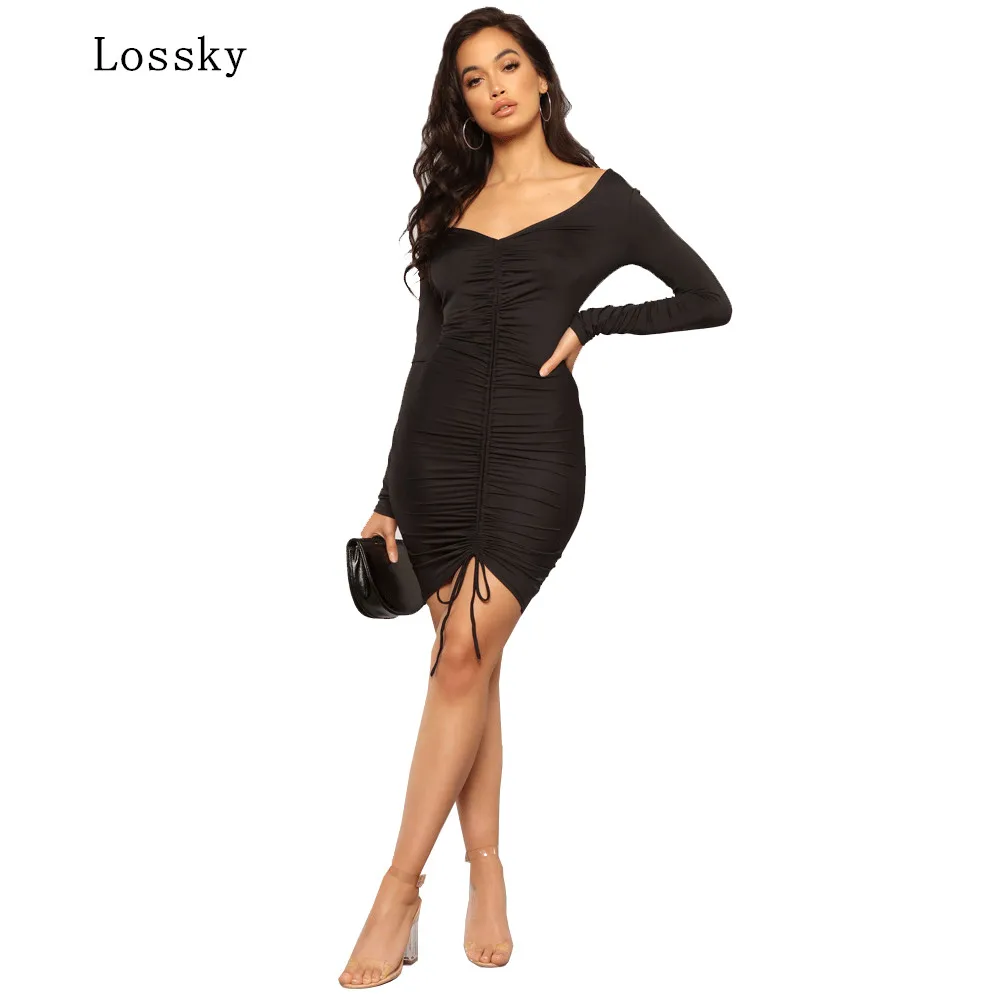 New Arrival 2019 Autumn Women Long Sleeve Robe Sexy Black Blue Dress Fold Slim Bodycon Dress Short Female Party Dresses Vestidos
New Arrival 2019 Autumn Women Long Sleeve Robe Sexy Black Blue Dress Fold Slim Bodycon Dress Short Female Party Dresses Vestidos