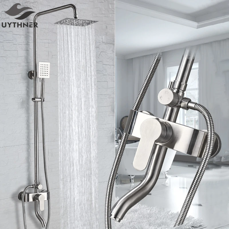 Uythner Bathroom SUS304 Brushed Big Rainfall Shower Set Bathroom Mixer Bath Shower Faucet Hot&Cold Water Shower Wall Mounted
Uythner Bathroom SUS304 Brushed Big Rainfall Shower Set Bathroom Mixer Bath Shower Faucet Hot&Cold Water Shower Wall Mounted