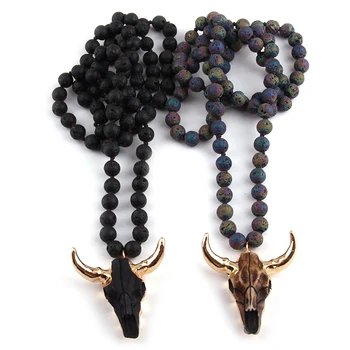 Free Shipping Fashion Multi / Black Lave Stone Long Knotted Horn Pendant Necklace
Free Shipping Fashion Multi / Black Lave Stone Long Knotted Horn Pendant Necklace
