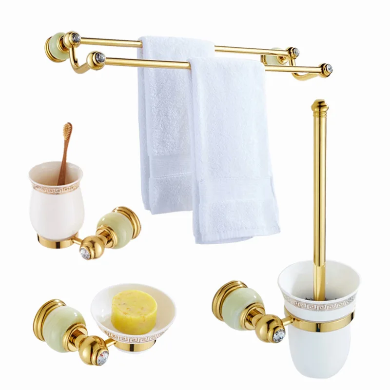 Golden towel rack set bath towel hang bathroom shelf full copper european-style towels rack suits clothes hook
Golden towel rack set bath towel hang bathroom shelf full copper european-style towels rack suits clothes hook