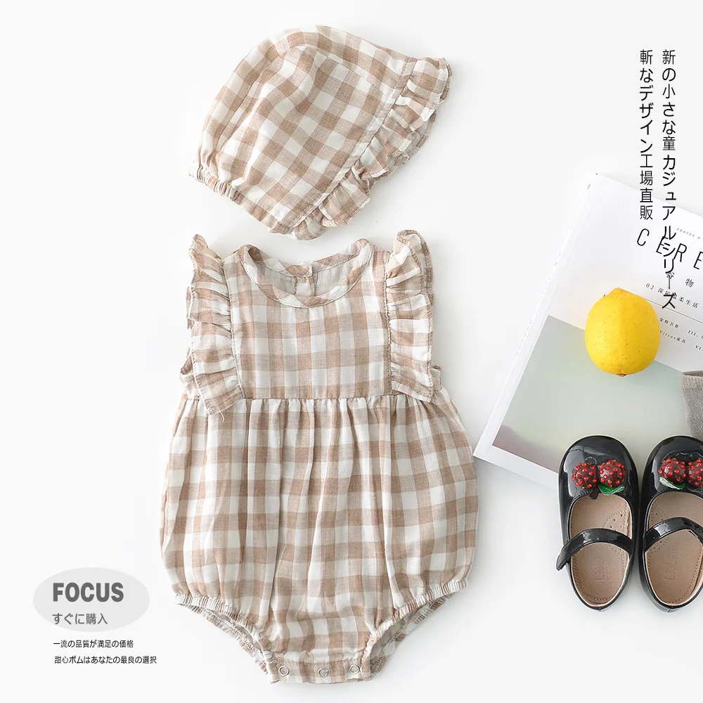 2019 Summer Japanese Style Newborn Baby Girls Plaid Rompers with Hat 2pcs Ruched Soft Infants Overalls Toddlers Kids Clothes
2019 Summer Japanese Style Newborn Baby Girls Plaid Rompers with Hat 2pcs Ruched Soft Infants Overalls Toddlers Kids Clothes