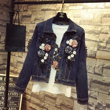 New Spring Autumn Beading Embroidery Floral Women Denim Coats Turn Down Collar Hole Long Sleeve Students Denim Jackets
New Spring Autumn Beading Embroidery Floral Women Denim Coats Turn Down Collar Hole Long Sleeve Students Denim Jackets