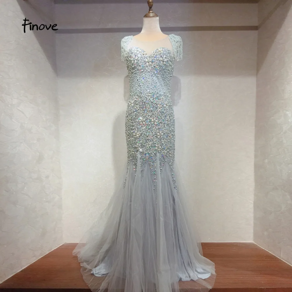 Finove Grey Mermaid Evening Dress 2019 New Sexy With Pearls Beading Tassel Long Floor Length Dress Elegant Party Dress For Women
Finove Grey Mermaid Evening Dress 2019 New Sexy With Pearls Beading Tassel Long Floor Length Dress Elegant Party Dress For Women