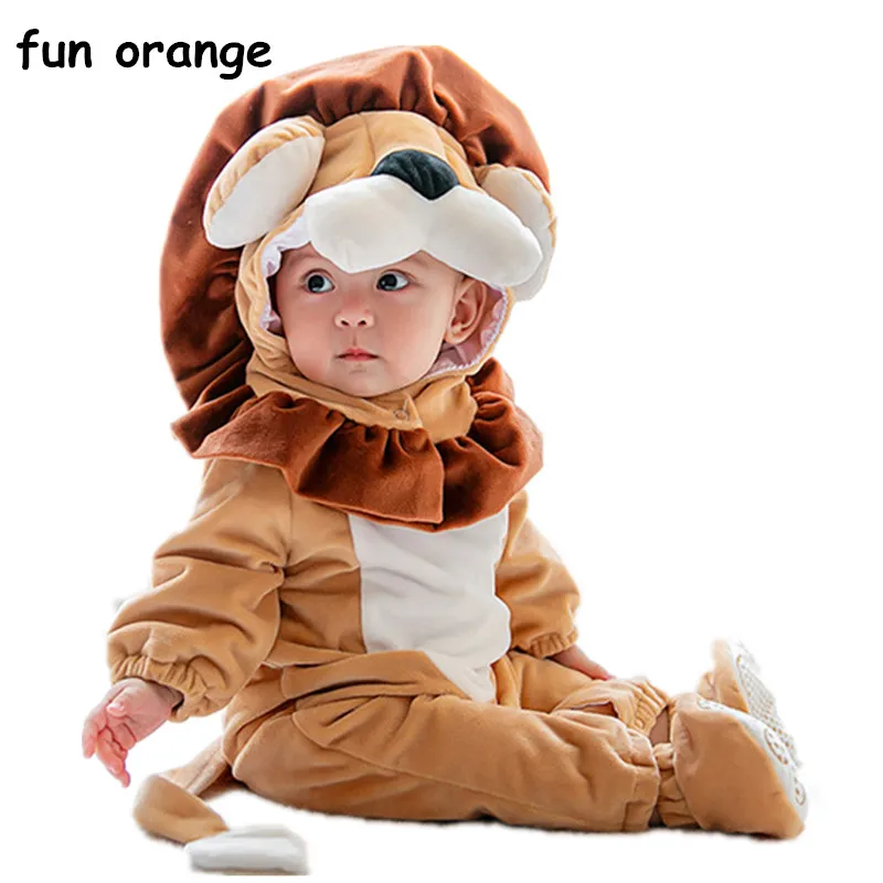 Забавный оранжевый детский комбинезон милая Одежда для мальчиков и девочек