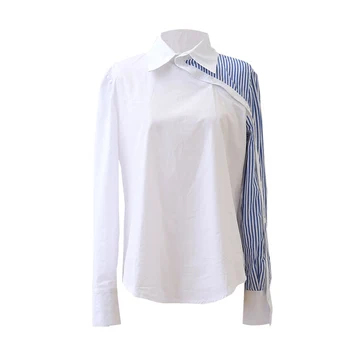 2019 Spring and Autumn New Top Irregular Design Sense Heart Shirt Girl Han Fan Blue White Stitching Striped Shirt
2019 Spring and Autumn New Top Irregular Design Sense Heart Shirt Girl Han Fan Blue White Stitching Striped Shirt