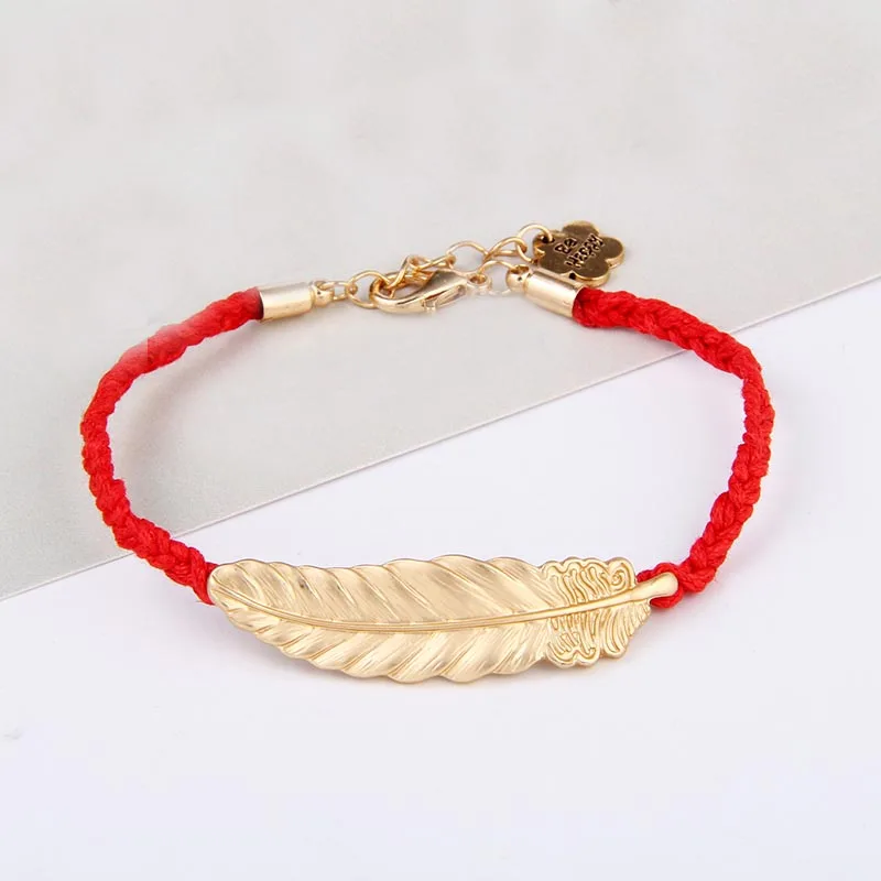 Red Thread Jewelry Gold Color Leaf Bracelet Adjustable Braided Bracelet Ropes For Woman bracelete feminino
Red Thread Jewelry Gold Color Leaf Bracelet Adjustable Braided Bracelet Ropes For Woman bracelete feminino
